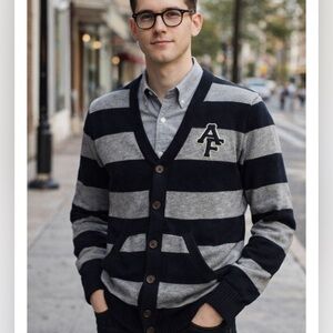 Abercrombie and Fitch Vintage Y2K 2010’s Style Striped Button Cardigan Size XXL